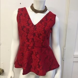 Red Peplum Top Size Small